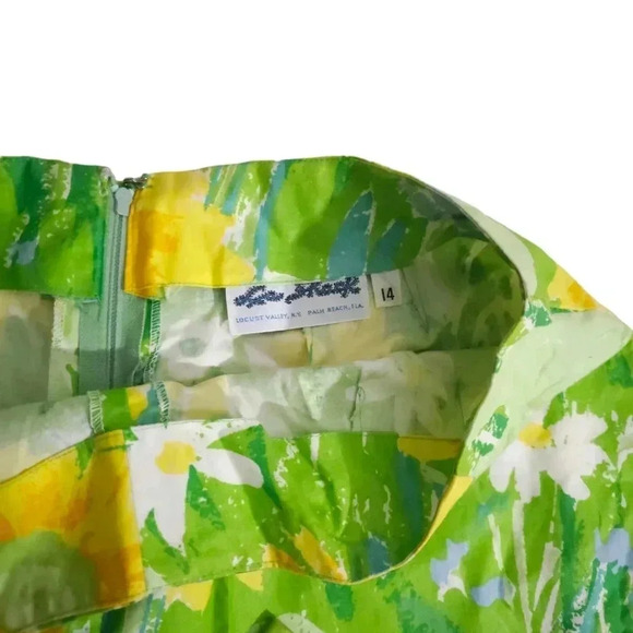 Vintage LA SHACK CESTARO Green yellow Floral Pants Size 14 - Picture 2 of 4